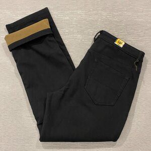 CAT Caterpillar Work Pants Mens 36 x 32 Black Canvas Fleece Lined Insulated